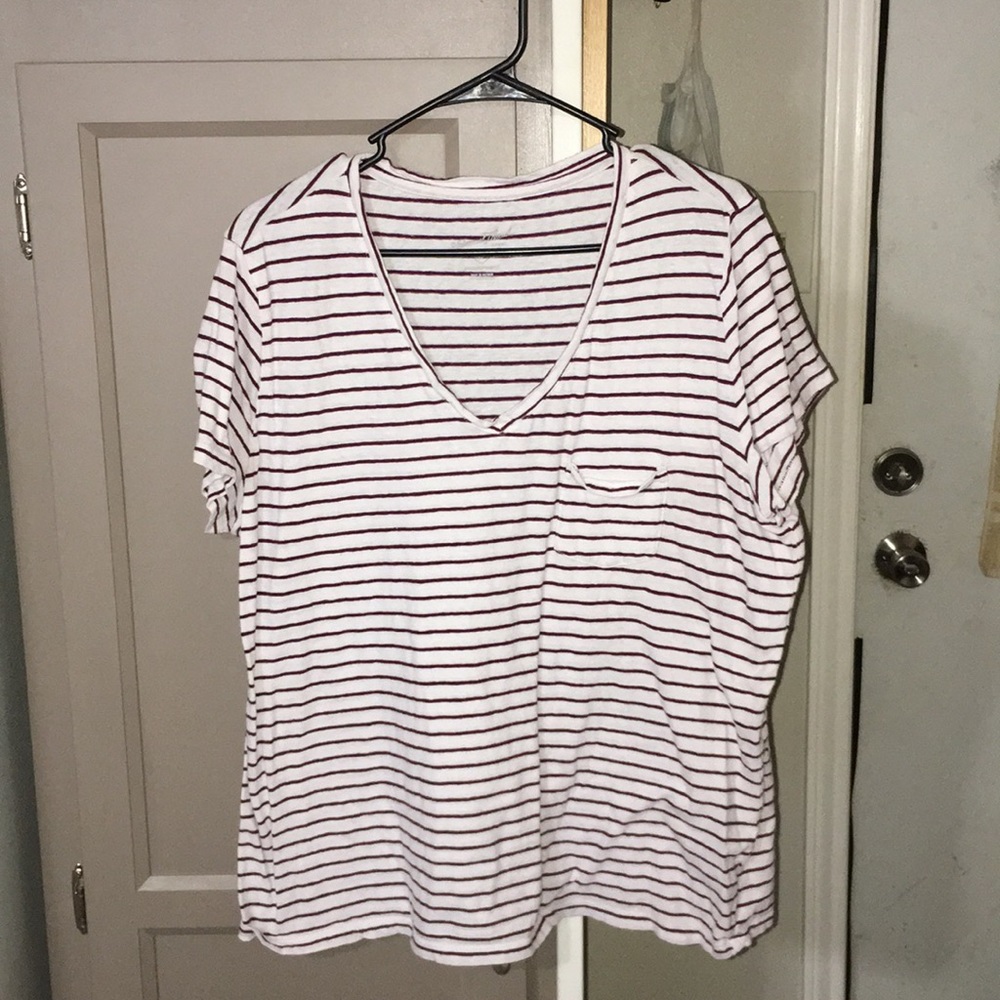 XXL Maroon and White Striped Shirt